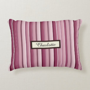 Personalisierte moderne rosa Mauve Vertikale Strei Dekokissen