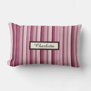 Personalisierte moderne rosa Mauve Vertikale Strei Lendenkissen