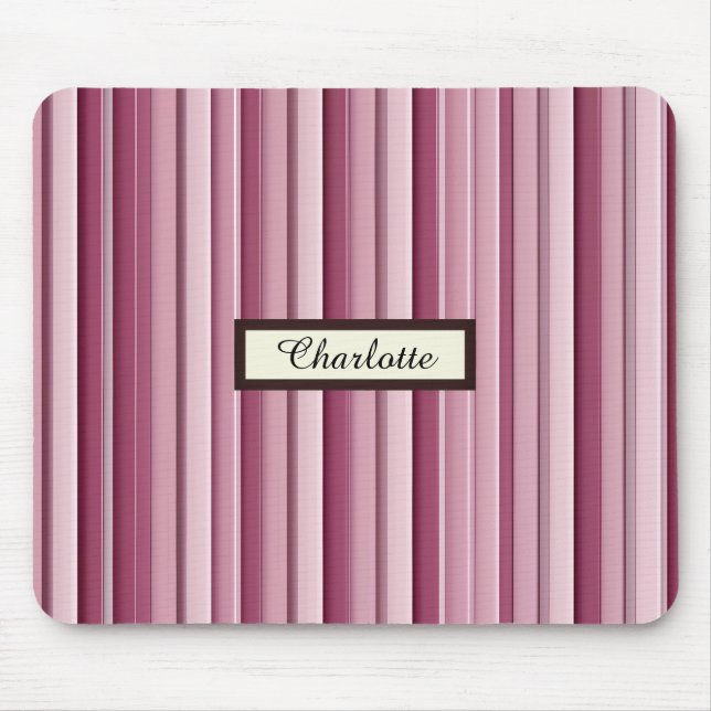 Personalisierte moderne rosa Mauve Vertikale Strei Mousepad (Vorne)