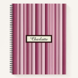 Personalisierte moderne rosa Mauve Vertikale Strei Notizbuch