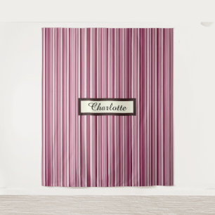 Personalisierte moderne rosa Mauve Vertikale Strei Wandteppich