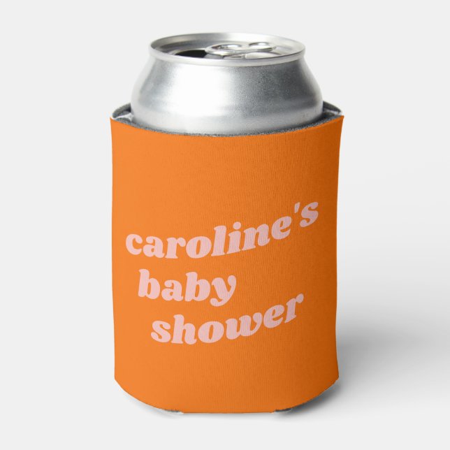 Personalisierte moderne rosa Retro Babydusche Dosenkühler (Kanne Vorderseite)