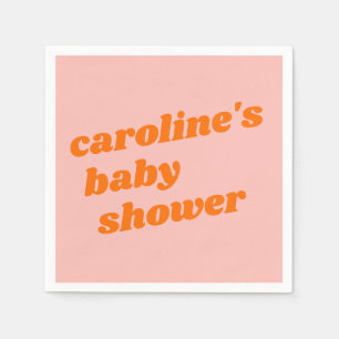 Personalisierte moderne rosa Retro Babydusche Serviette