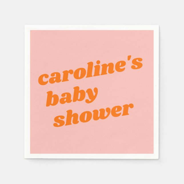 Personalisierte moderne rosa Retro Babydusche Serviette (Vorderseite)