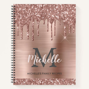 Personalisierte moderne Rosa Rose Gold Glitzer Tro Notizbuch