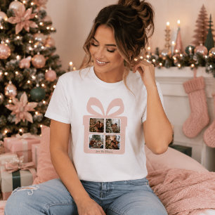 Personalisierte moderne rosa Weihnachts-Fotogesche T-Shirt