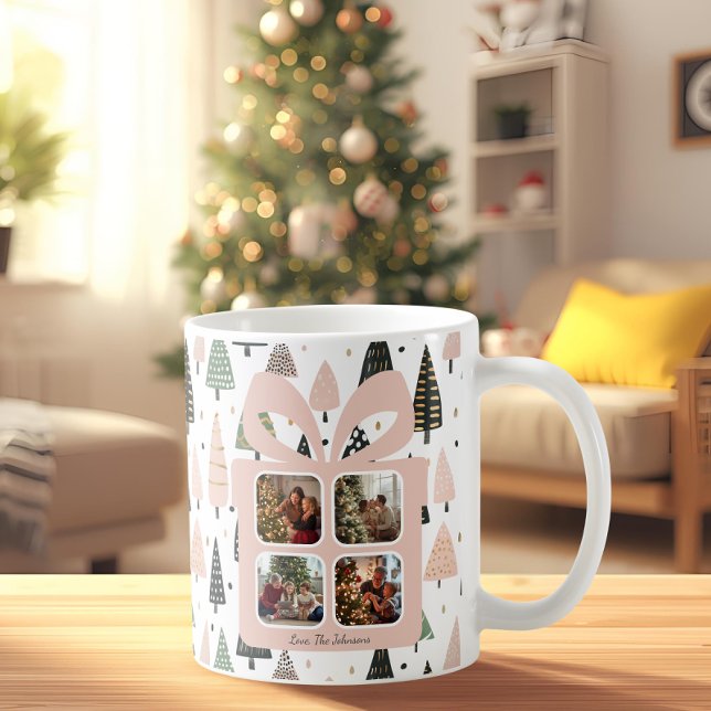Personalisierte moderne rosa Weihnachtsgeschenkbox Kaffeetasse (Von Creator hochgeladen)