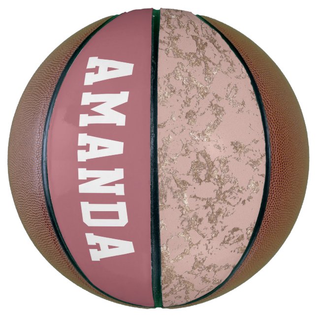 Personalisierte moderne Rose Gold Girl Basketball (Vertikal)