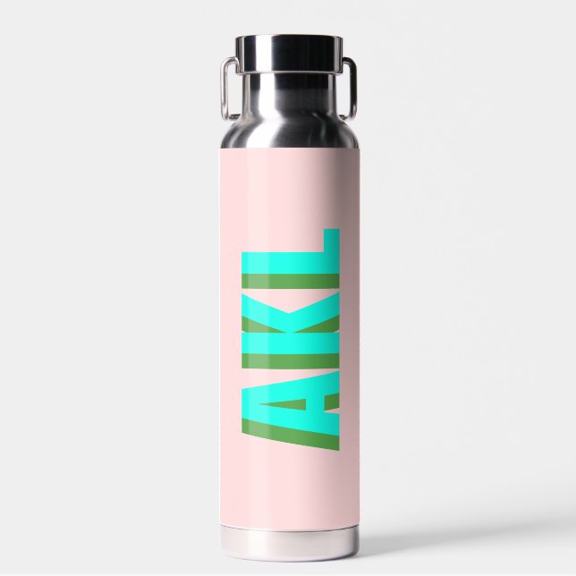 Personalisierte moderne Schattenmonogramm-Initiale Trinkflasche (Vorne)