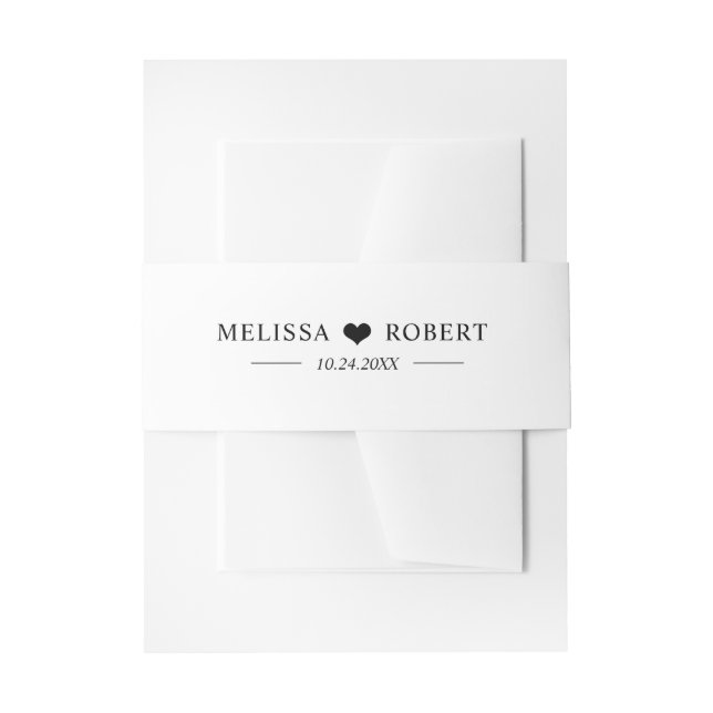 Personalisierte Moderne Schwarz-Weiß-Hochzeit Einladungsbanderole (Vorderseite Beispiel)
