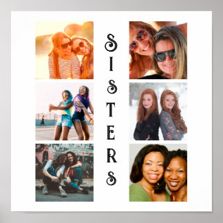 Personalisierte moderne Schwestern 6 FotoCollage Poster