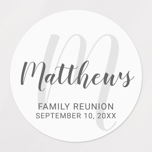 Personalisierte moderne Script-Monogramm und Famil Etiketten (Design 1)