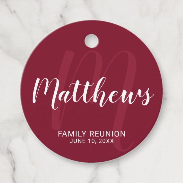 Personalisierte moderne Script-Monogramm und Famil Geschenkanhänger (Vorderseite)