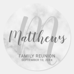 Personalisierte moderne Script-Monogramm und Famil Runder Aufkleber