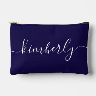 Personalisierte moderne Script Typografie Navy Blu Zubehörtasche