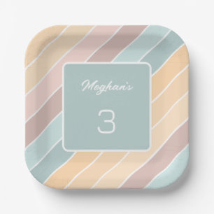 Personalisierte, moderne Sommerfarben Pappteller