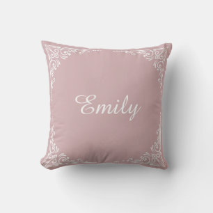 Personalisierte moderne staubige rosa Typografie N Kissen