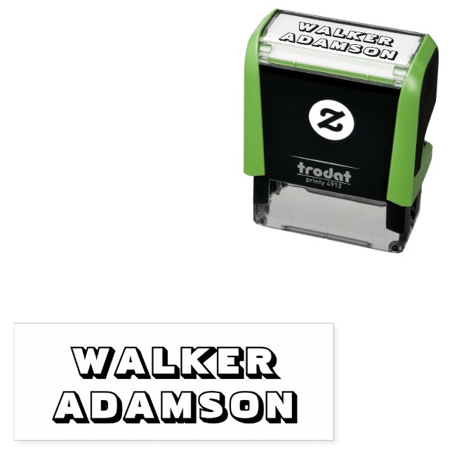 Personalisierte moderne, stilvolle 3D-Name Rubber- Permastempel (Beispiel)