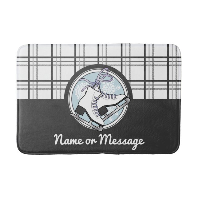 Personalisierte moderne Tartan Ice Skaten Badematte (Vorderseite)