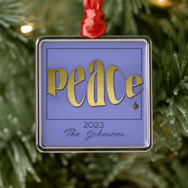 Personalisierte moderne und elegante friedliche St Ornament Aus Metall (Baum)