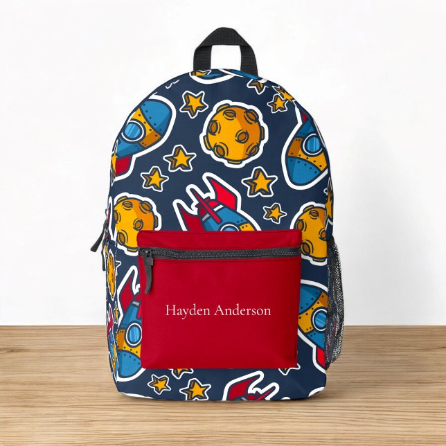 Personalisierte, moderne und trendige Kinder Bedruckter Rucksack (personalized fun space school backpack )
