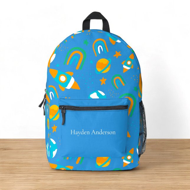 Personalisierte, moderne und trendige Kinder Bedruckter Rucksack (personalized blue spack kids school backpack)