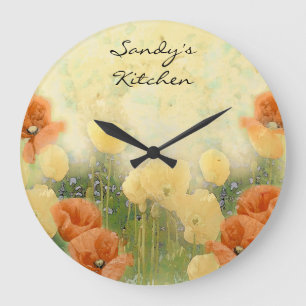 Personalisierte Mohn-Küchenuhr Große Wanduhr