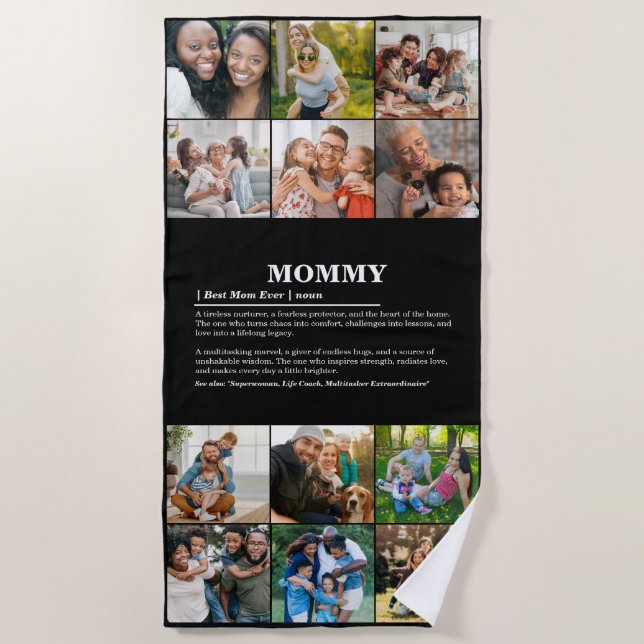 Personalisierte Mommy Definition 12 FotoCollage Strandtuch (Vorderseite)