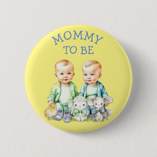 Personalisierte Mommy to be Baby Shower Button (Vorderseite)