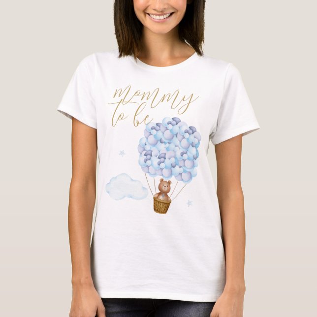 Personalisierte Mommy zu sein Teddy Bär Blue Ballo T-Shirt (Vorderseite)
