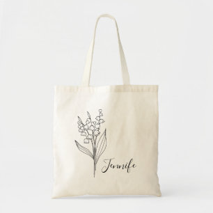 Personalisierte Monatsblume Geburtstagsname-Tasche Tragetasche