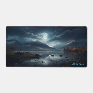 Personalisierte Mondlicht-Nachtlandschaft Schreibtischunterlage