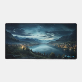 Personalisierte Mondlicht-Nachtlandschaft Schreibtischunterlage