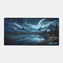 Personalisierte Mondlicht-Nachtlandschaft Schreibtischunterlage