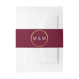 Personalisierte Mongram Burgundy Gold Wedding Einladungsbanderole