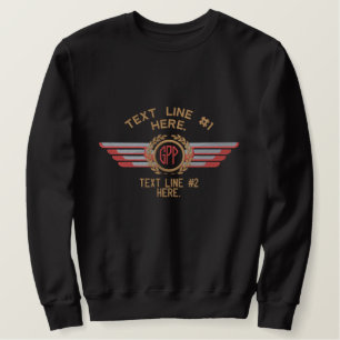 Personalisierte Mongram Laurels Abzeichen Pilot Wi Besticktes Sweatshirt