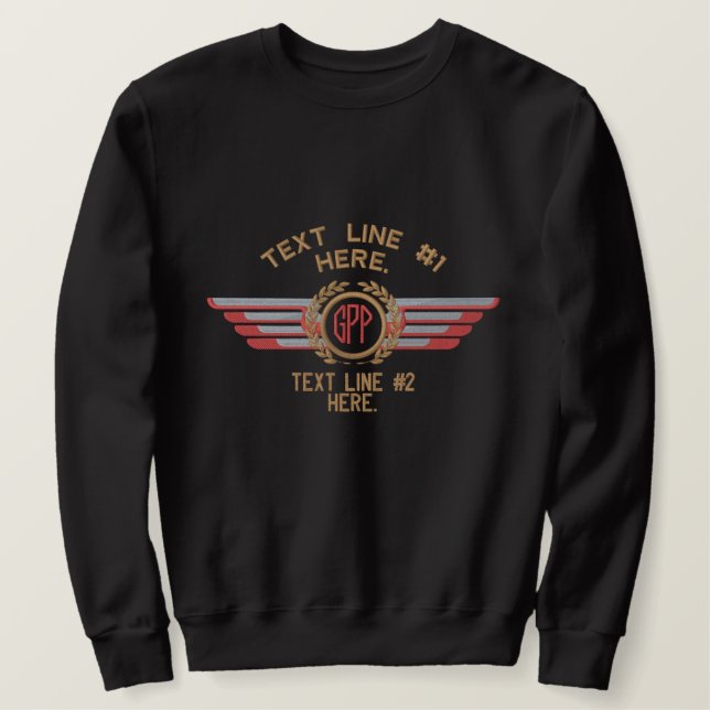 Personalisierte Mongram Laurels Abzeichen Pilot Wi Besticktes Sweatshirt (Design vorne)