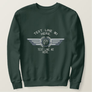 Personalisierte Mongram Laurels Abzeichen Pilot Wi Besticktes Sweatshirt