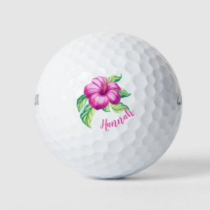Personalisierte Mongram Pink Hibiskus Blume Island Golfball