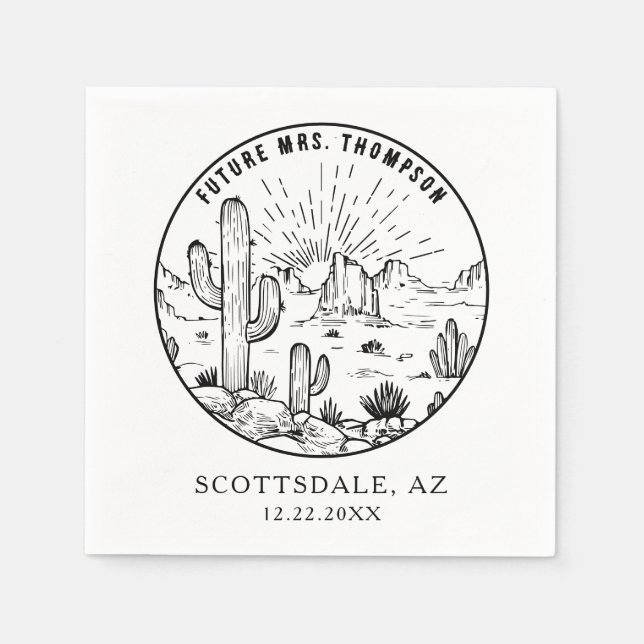 Personalisierte Mongram-Wüstenhochzeit Serviette (Vorderseite)