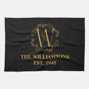 Personalisierte Monogram Black & Gold-Produktfamil Geschirrtuch
