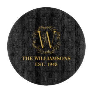 Personalisierte Monogram Black & Gold-Produktfamil Schneidebrett