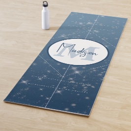 Personalisierte Monogram Blue Ombre Sparkle-Ausric Yogamatte