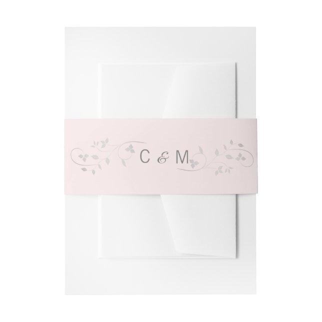 Personalisierte Monogram Blush Pink Grey Wedding Einladungsbanderole (Vorderseite Beispiel)