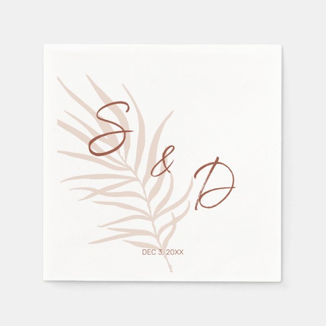 Personalisierte Monogram Boho Wedding Serviette (Vorderseite)