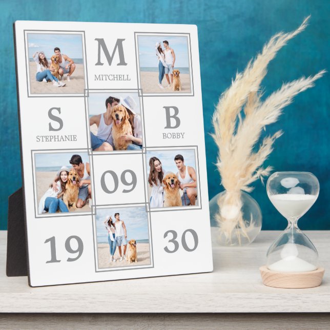 Personalisierte Monogram Couple-FotoCollage Fotoplatte (Seite)