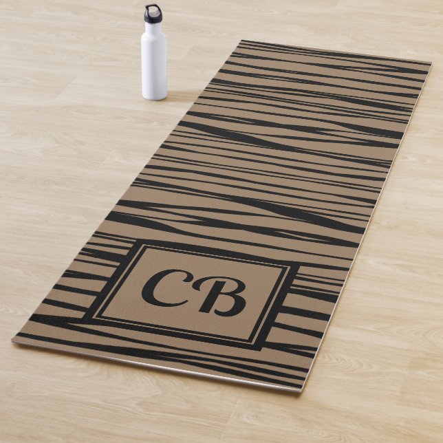 Personalisierte Monogram Eleganline Schwarze Seite Yogamatte (Beispiel)