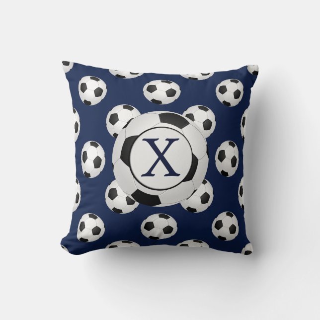 Personalisierte Monogram-Fußball-Balls Kissen (Vorderseite)