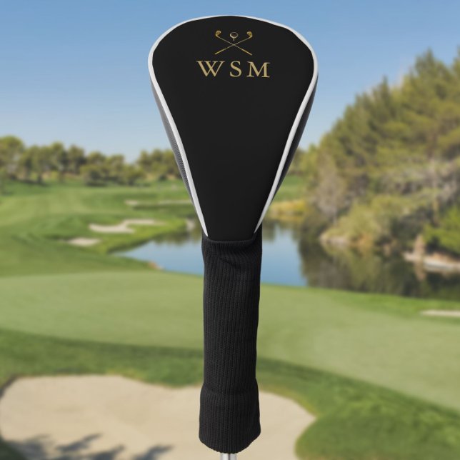Personalisierte Monogram Golf Clubs Black und Gold Golf Headcover (Personalized Monogram Golf Clubs Black And Gold Golf Head Cover)