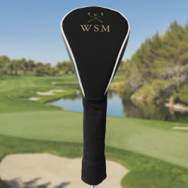 Personalisierte Monogram Golf Clubs Black und Gold Headcover